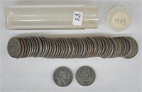 1943 WWII Steel/ Zinc Lincoln Wheat Cents Roll