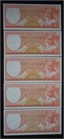 Suriname 10 Gulden Uncirculated Seq Serial #'s