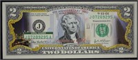 Sept. 11th Anniversary $2 Two Dollar Colorized Bil