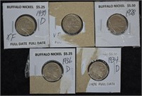 5 pcs. Buffalo Nickels