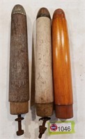 3 WOODED FIRE TOOL SHAFTS