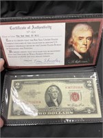 (2) Red Seal $2 Bills