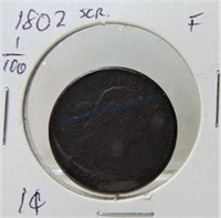 1802 1/000 large cent, F