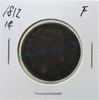 1812 large cent, F