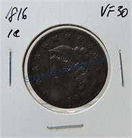 1816 large cent, VF30