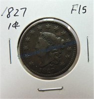 1827 large cent, F15