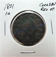 1831 large cent, VF