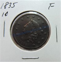 1835 large cent, F