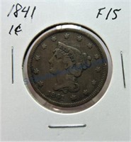 1841 large cent, F15