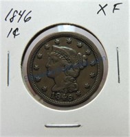 1846 large cent, XF