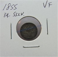 1855 Three cent silver, VF