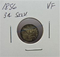 1856 Three cent silver, VF