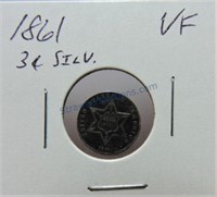 1861 Three cent silver, VF