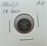1862/1 Three cent silver, AU