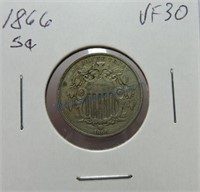 1866 Shield nickel, VF30