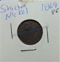 1869 Shield nickel, VG