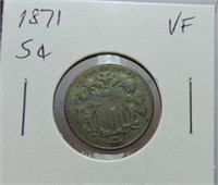 1871 Shield nickel, VF