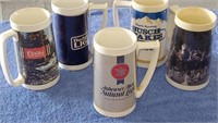 (5) Plastic Beer Mugs