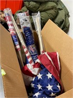 Box lot of American flags