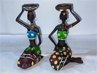 (9.5 INCHES TALL, ) 2) AFRICAN SCULPTURE STATUES,