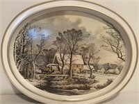 Winter scene collectible tray plaque “ winter in