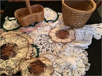 Assorted doilies and baskets