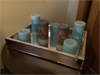 Mirrored tray with 7 candles