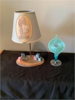 Precious moments baby lamp and vase