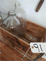 Kroger Wood Crate and (2) bottles