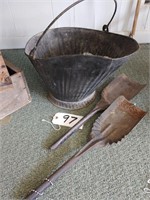 Coal Skuttle with (2) hand shovels