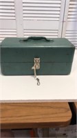 Vintage green metal tackle box