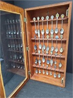 Hand Made Plywood Cabinet With Collector Spoons