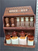 Spice Hut Cabinet Jars Wood S & P