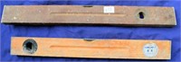 2  Wooden spirit levels, one is a William Hun