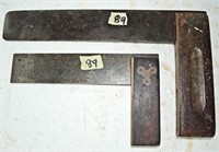 2 wooden and metal squares, with brass inlay
