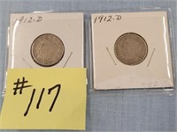 (2) 1912DLiberty Head Nickels
