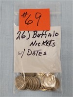 (26) Buffalo Nickels with Dates