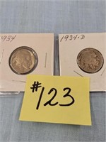 1934, 1934D Buffalo Nickels