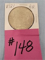 1921 Morgan Silver Dollar, A.U.