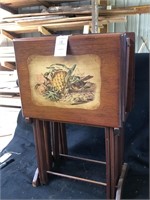 4 Wood TV Dinner Trays with Stand