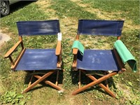 2 Wood Director Chairs