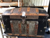 Antique Round Top Travel Trunk 22" Tall