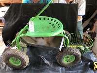 Green Garden Cart with Seat