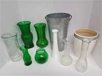 10 Vases/ Milk Glass / Hobnail / Clear / Metal etc