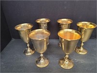 6 Gold Plate On Silver Italian Goblets