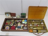 Plano tackle box and wooden tray containing