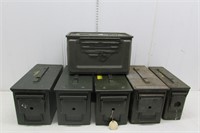 (6) Empty metal military ammo cans.