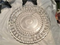 Vintage Federal Glass Clear Cake  Plate