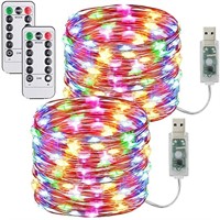 NEW - USB Fairy String Lights, 2 Pack 100 LED