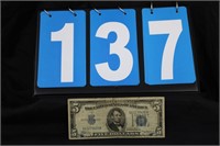 1934 $5  SERIES US BLUE SEAL SILVER CERTIFICATE
